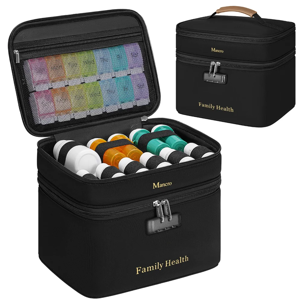 Mancro Lockable Pill Bottle Organizer