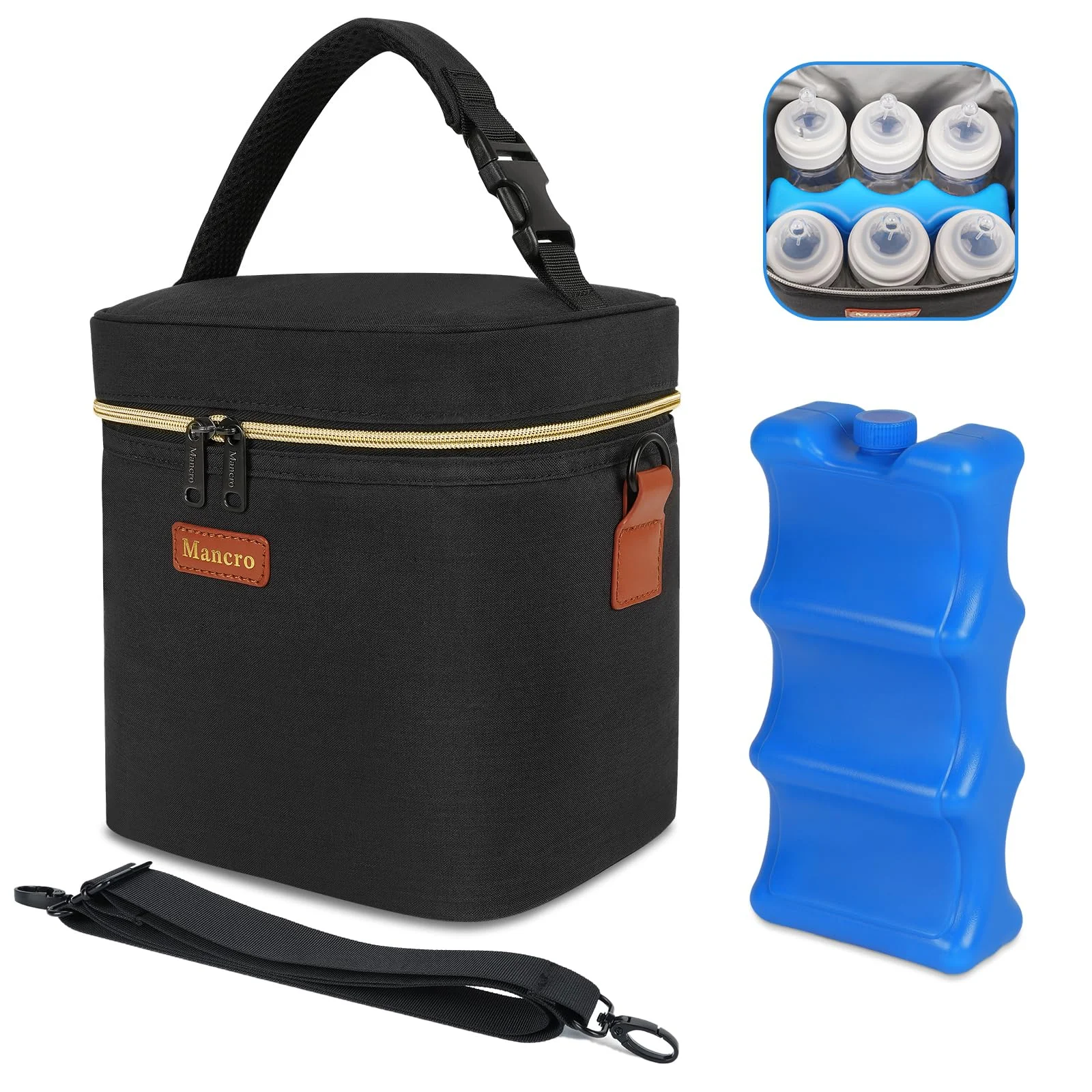 Mancro Six-Bottle Breastmilk Cooler Bag